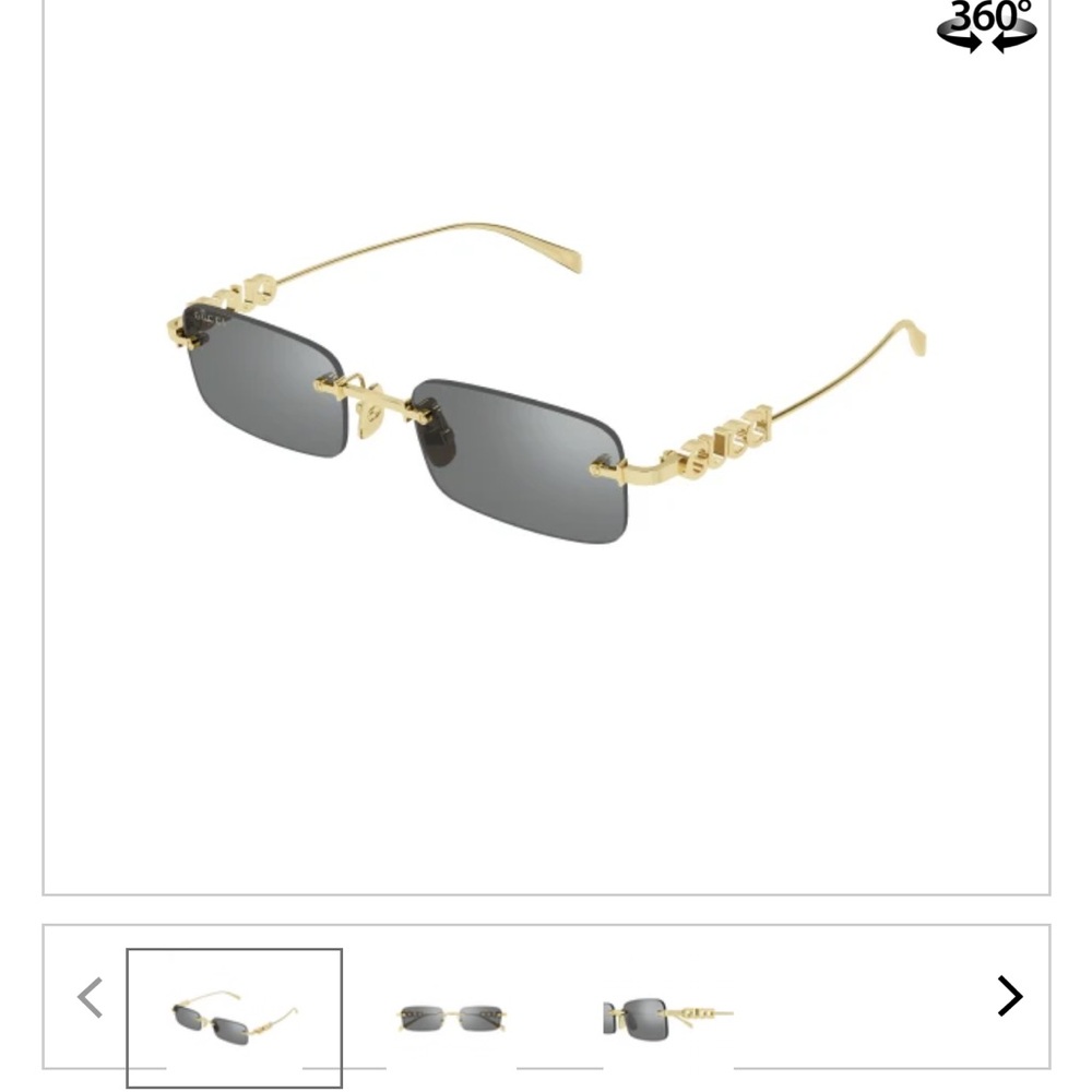 Gucci GG1808S Sunglasses Gold Frame Rimless Sunglasses with Gray Lenses